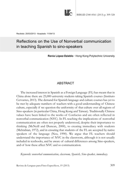 Reflections on the Use of Nonverbal Communication in Teaching Spanish to Sino-Speakers