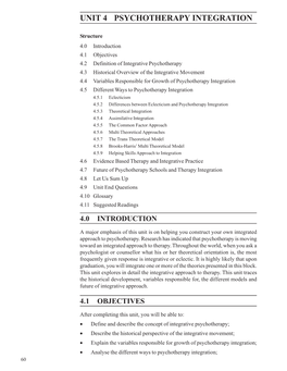 Unit 4 Psychotherapy Integration