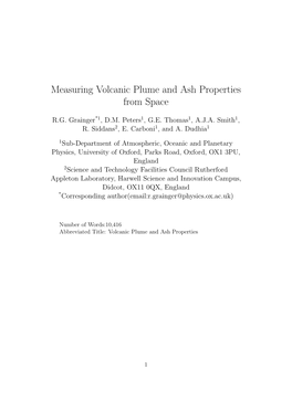 Measuring Volcanic Plume and Ash Properties from Space