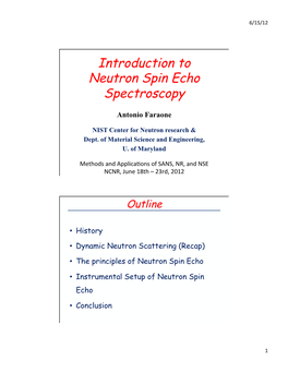 Introduction to Neutron Spin Echo Spectroscopy