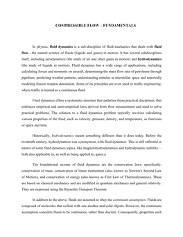 Compressible Flow – Fundamentals