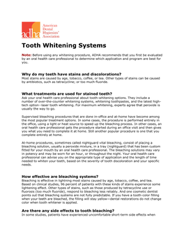 Tooth Whitening Systems