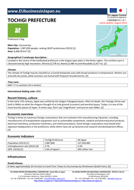 TOCHIGI PREFECTURE Latest Update: August 2013