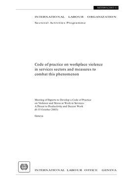 Code of Practice on Workplace Violence in Services Sectors and Measures to Combat This Phenomenon