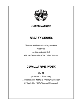 Treaty Series Cumulative Index