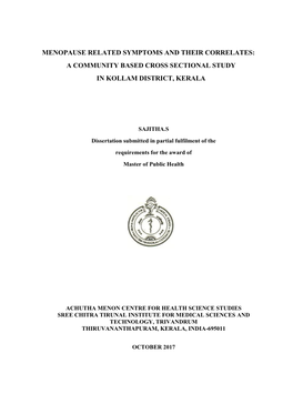 A Community Based Cross Sectional Study in Kollam District, Kerala