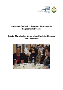 Summary Evaluation Report of 5 Community Engagement Events