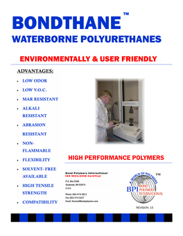 Bondthane™ Waterborne Polyurethane Dispersions