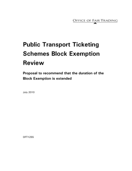 OFT1255 Public Transport Ticketing Schemes Block Exemption