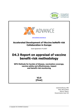 D4.3 Report on Appraisal of Vaccine Benefit-Risk Methodology