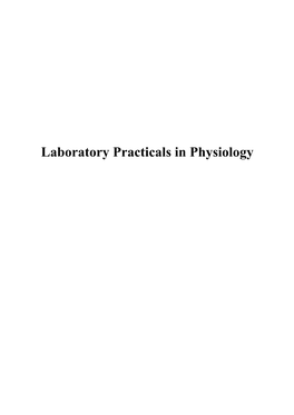 Laboratory Practicals in Physiology