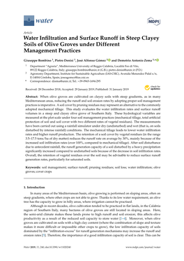 Water Infiltration and Surface Runoff in Steep Clayey Soils of Olive Groves Under Different Management Practices