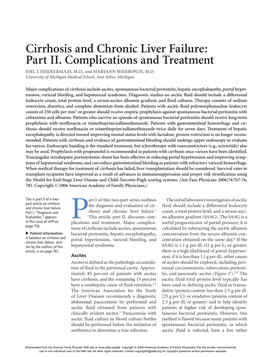 Cirrhosis and Chronic Liver Failure: Part II. Complications and Treatment JOEL J