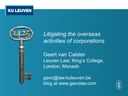 Litigating the Overseas Activities of Corporations