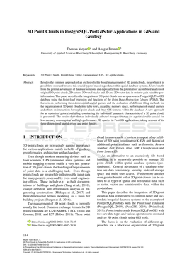 3D Point Clouds in Postgresql/Postgis for Applications in GIS and Geodesy