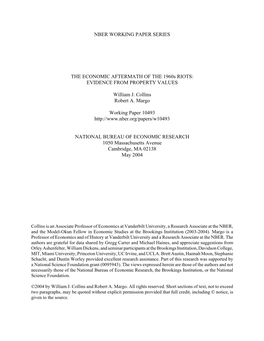 THE ECONOMIC AFTERMATH of the 1960S RIOTS: EVIDENCE from PROPERTY VALUES