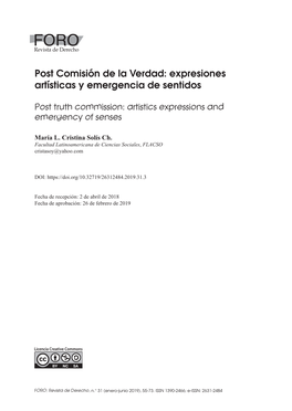 Post Comisión De La Verdad: Expresiones Artísticas Y Emergencia De Sentidos