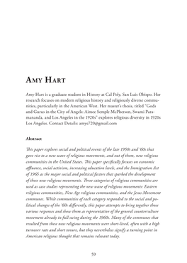 Religious Communities of 1960S America by Amy Hart