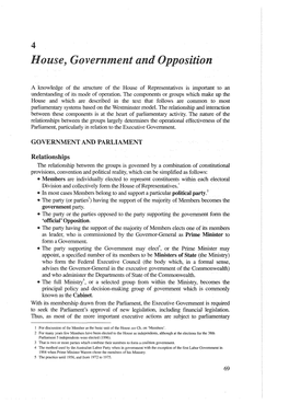 Chapter 4: House, Government and Opposition