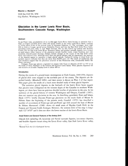 Glaciation in the Lower Lewis River Basin, Southwestern Cascade Range, Washington