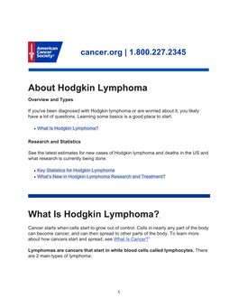 What Is Hodgkin Lymphoma?