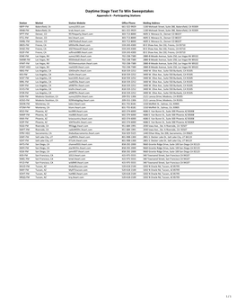 Daytime Stage Text to Win Sweepstakes Appendix a - Participating Stations