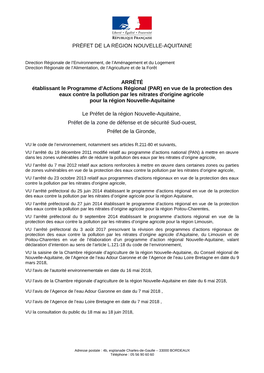 Le Programme D'actions Régional (PAR) Nouvelle-Aquitaine