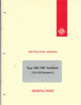 Type 1362 UHF Oscillator (220-920 Megahertz)