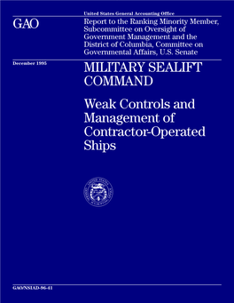 NSIAD-96-41 Military Sealift Command: Weak Controls And
