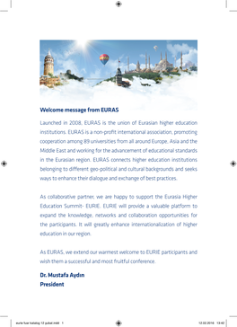 Message from EURAS Dr. Mustafa Aydın President