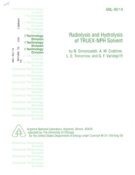 Radiolysis and Hydrolysis of Truex-Nph Solvent