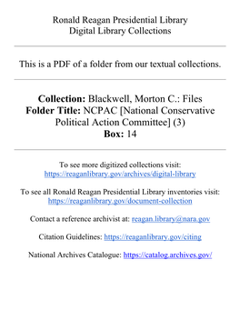 Collection: Blackwell, Morton C.: Files Folder Title: NCPAC [National Conservative Political Action Committee] (3) Box: 14