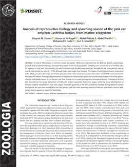 Analysis of Reproductive Biology and Spawning Season of the Pink Ear Emperor Lethrinus Lentjan, from Marine Ecosystem