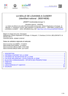 LA SEILLE DE LOUHANS a CUISERY (Identifiant National : 260014836)