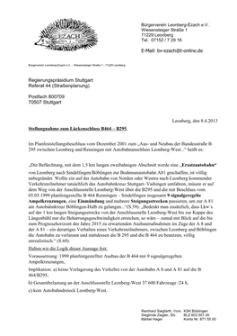 E-Mail: Bv-Ezach@T-Online.De Regierungspräsidium Stuttgart