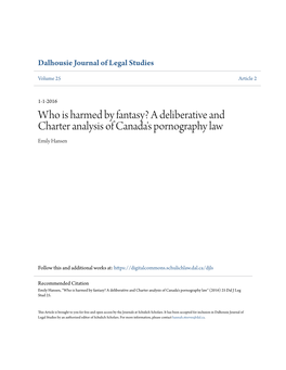 A Deliberative and Charter Analysis of Canada's Pornography Law Emily Hansen