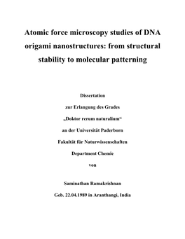 Atomic Force Microscopy Studies of DNA Origami Nanostructures: from Structural Stability to Molecular Patterning