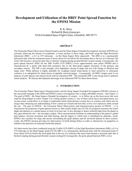 Development and Utilization of the HRIV Point Spread Function for the EPOXI Mission