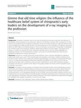 Gimme That Old Time Religion: the Influence of the Healthcare Belief