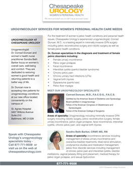 Urogynecology Services for Women’S Personal Health Care Needs