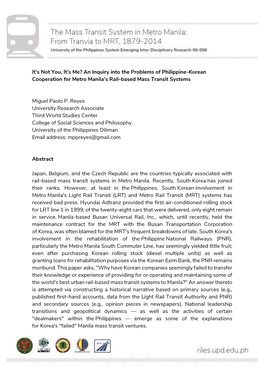 It's Not You, It's Me? an Inquiry Into the Problems of Philippine-Korean