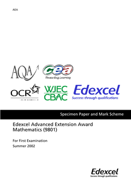 Edexcel Advanced Extension Award Mathematics