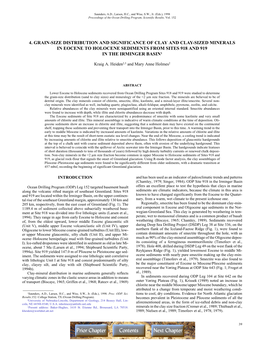 4. Grain-Size Distribution and Significance of Clay and Clay-Sized Minerals in Eocene to Holocene Sediments from Sites 918 and 919 in the Irminger Basin1