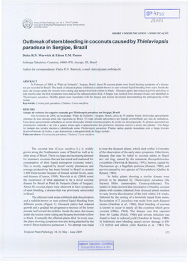 Outbreak of Stem Bleeding Incoconuts Caused by Thielaviopsis Paradoxa