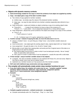 Objects with Dynamic Memory Contents the Compiler Will