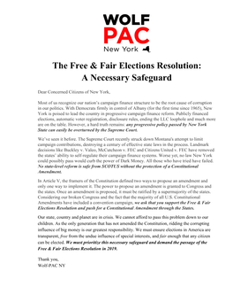 The Free & Fair Elections Resolution