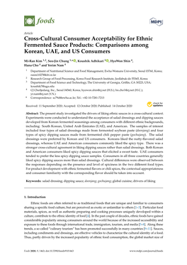 Cross-Cultural Consumer Acceptability for Ethnic Fermented Sauce Products: Comparisons Among Korean, UAE, and US Consumers