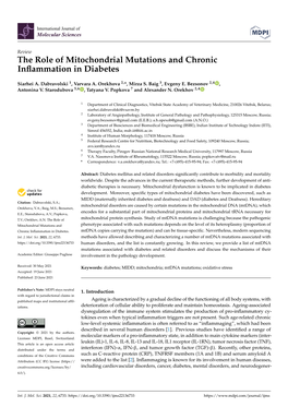 The Role of Mitochondrial Mutations and Chronic Inflammation in Diabetes