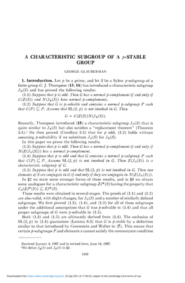 A Characteristic Subgroup of a ^-Stable Group