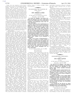 CONGRESSIONAL RECORD— Extensions of Remarks E710 HON. NORMAN D. DICKS HON. MARCY KAPTUR